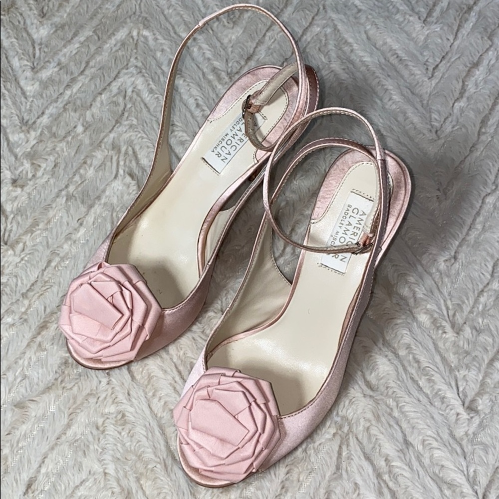 American Glamour Badgley Mischka Pink Heels Size 7 - Picture 5 of 13